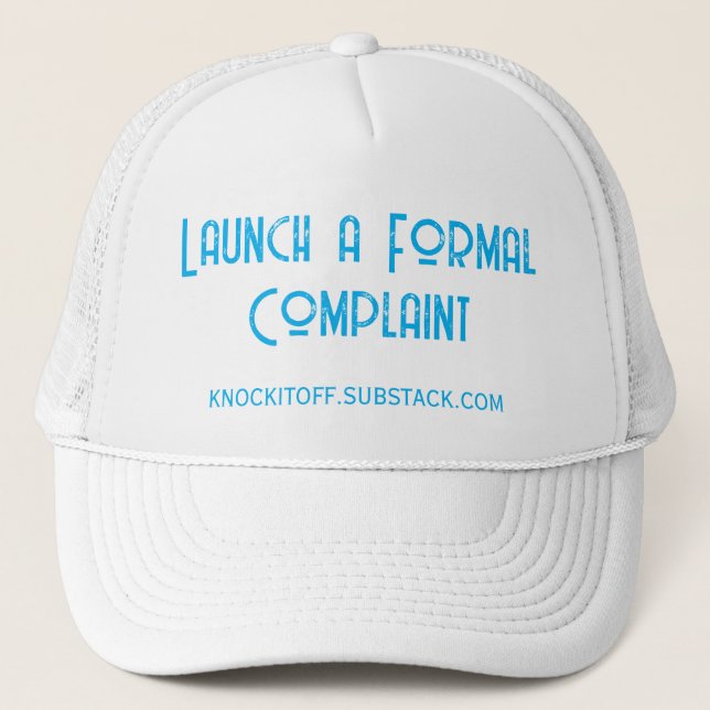 Gorra de camionero para presentar una queja formal (Anverso)