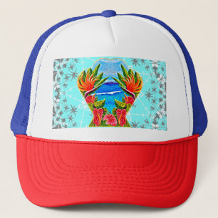 Gorra De Camionero Paraíso hawaiano dos veces