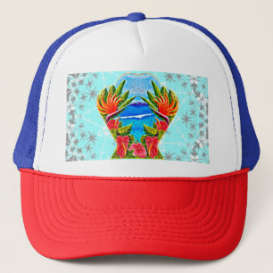 Gorra De Camionero Paraíso hawaiano dos veces