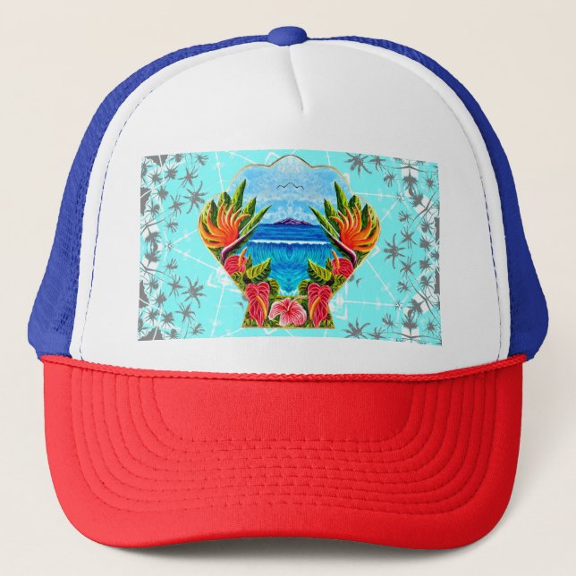 Gorra De Camionero Paraíso hawaiano dos veces (Anverso)