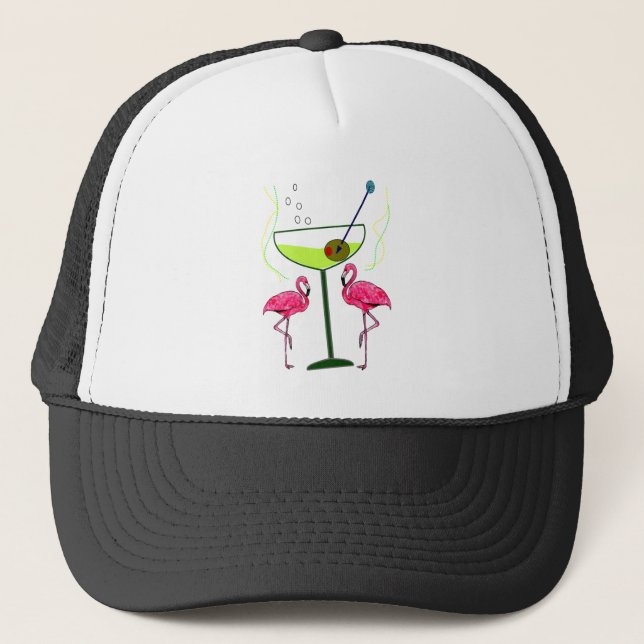 Gorra De Camionero "Paraíso que despierta"--Flamenco y Martini (Anverso)