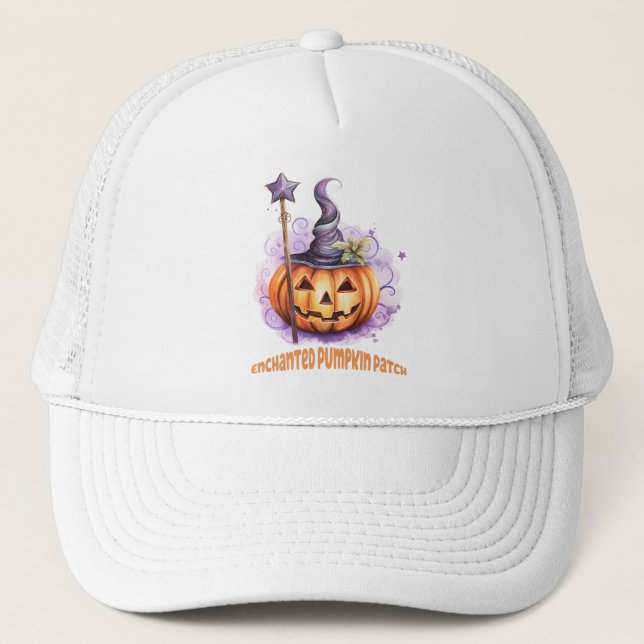 Gorra De Camionero Parche de calabaza encantado (Anverso)