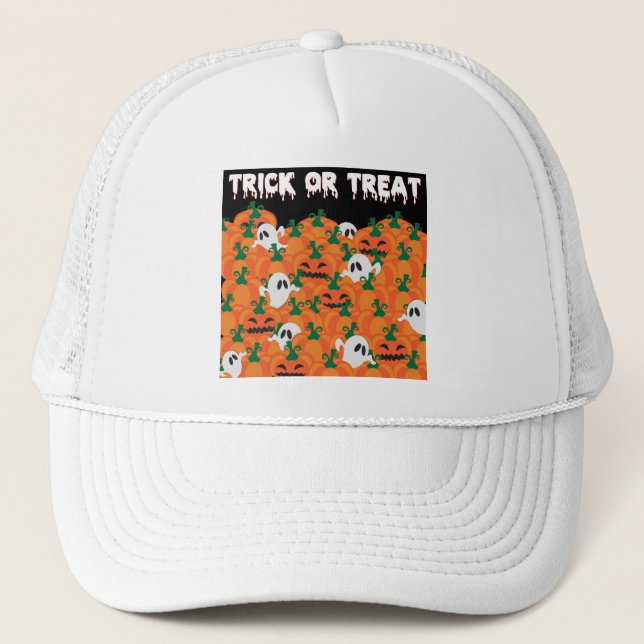 Gorra De Camionero Parche Halloween Ghosts Haunted Pumpkin (Anverso)