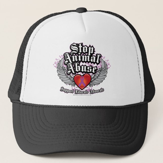Gorra De Camionero Pare las alas animales del abuso (Anverso)