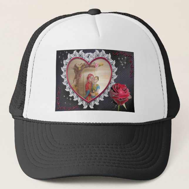 Gorra De Camionero Pareja de Bodas del sur de Asia sobre arte de remo (Anverso)