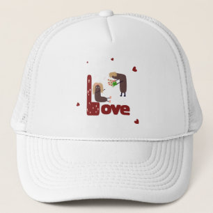 Gorra De Camionero Pareja divertida con flores