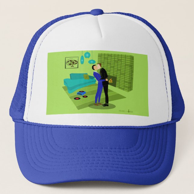 Gorra De Camionero Pareja gay retro enamorada (Anverso)