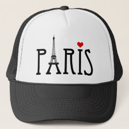 Gorra De Camionero París con la torre Eiffel y el corazón rojo