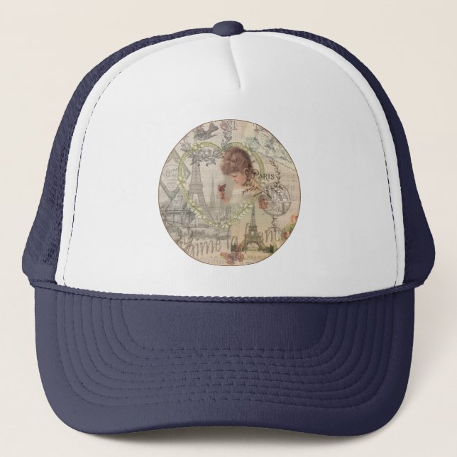 Gorra De Camionero París Francia Bonito Chica Eiffel (Anverso)