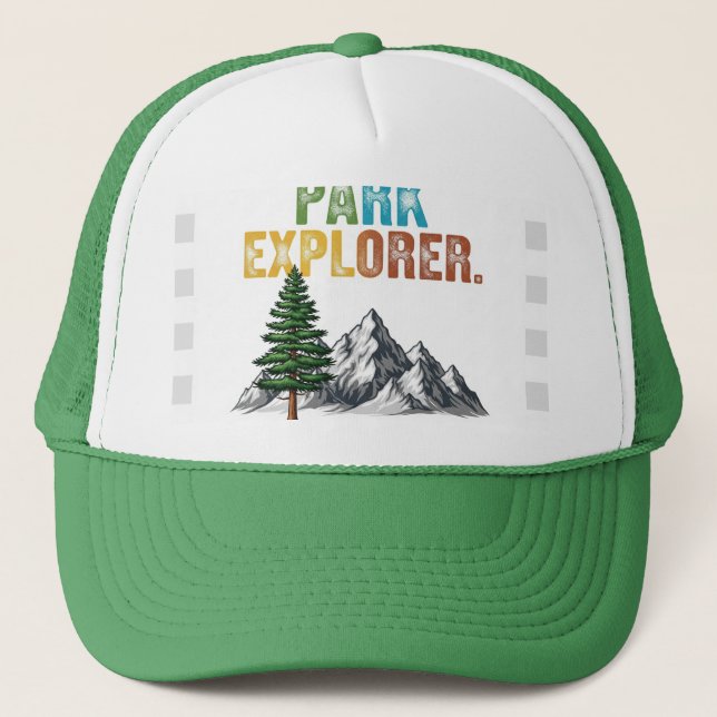 Gorra De Camionero Park Explorer. Diseño de camisetas. (Anverso)