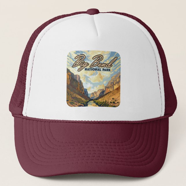 Gorra De Camionero Parque nacional Big Bend Retro del desierto de Tex (Anverso)