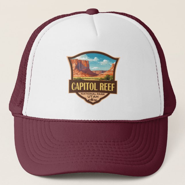 Gorra De Camionero Parque nacional Capitol Reef Ilustracion Arte Retr (Anverso)