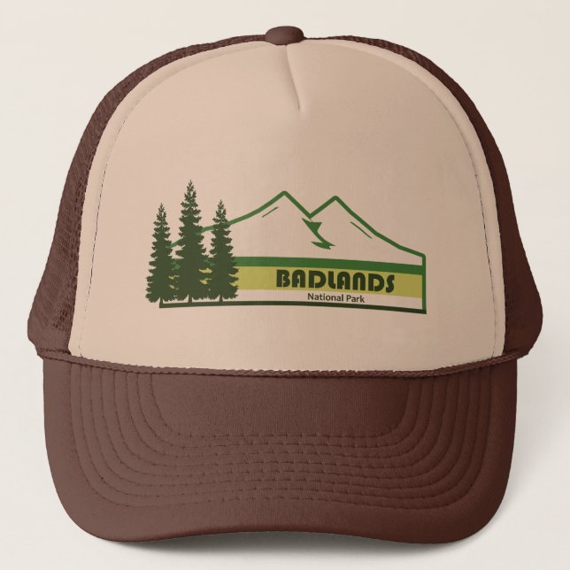 Gorra De Camionero Parque nacional de Badlands Rayas verdes (Anverso)