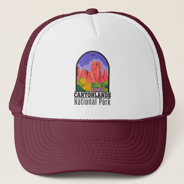 Gorra De Camionero Parque nacional de los Cañonlands Vintage Utah (Anverso)