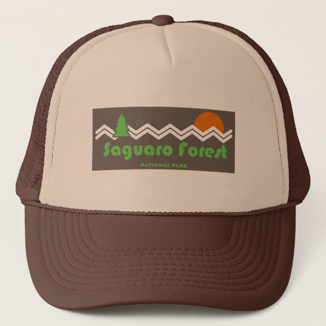 Gorra De Camionero Parque nacional del Bosque Saguaro Retro (Anverso)