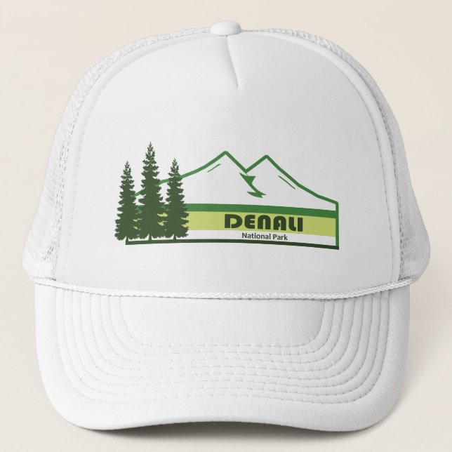 Gorra De Camionero Parque nacional Denali Alaska Green Stripes (Anverso)