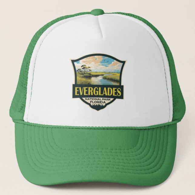 Gorra De Camionero Parque nacional Everglades Ilustracion Viajes Arte (Anverso)
