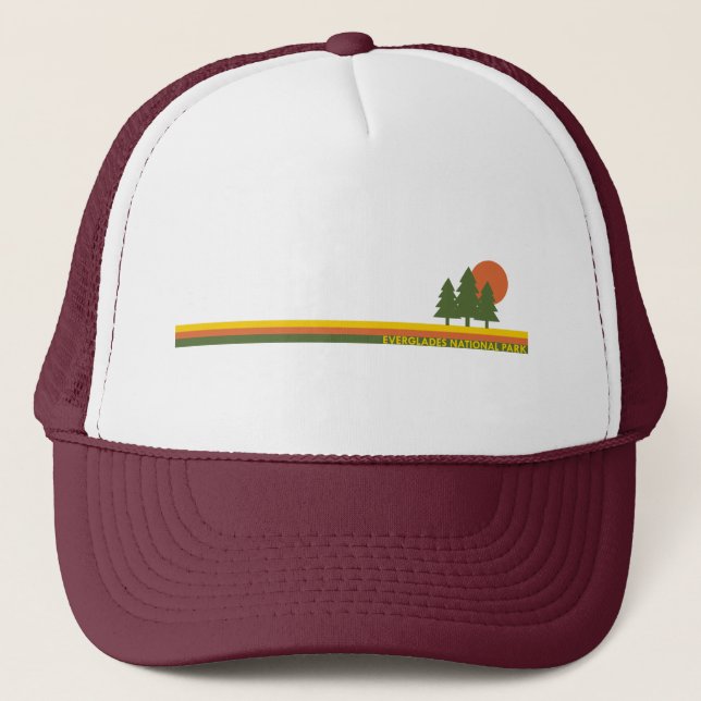 Gorra De Camionero Parque nacional Everglades Pine Trees Sun (Anverso)