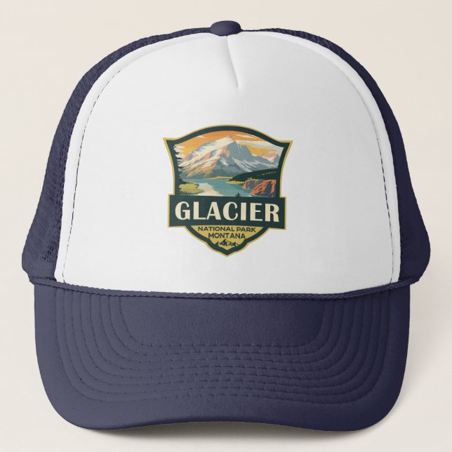 Gorra De Camionero Parque nacional Glacier Ilustracion Viaje Viaje Vi (Anverso)
