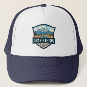 Gorra De Camionero Parque nacional Gran Teton Ilustracion Retro