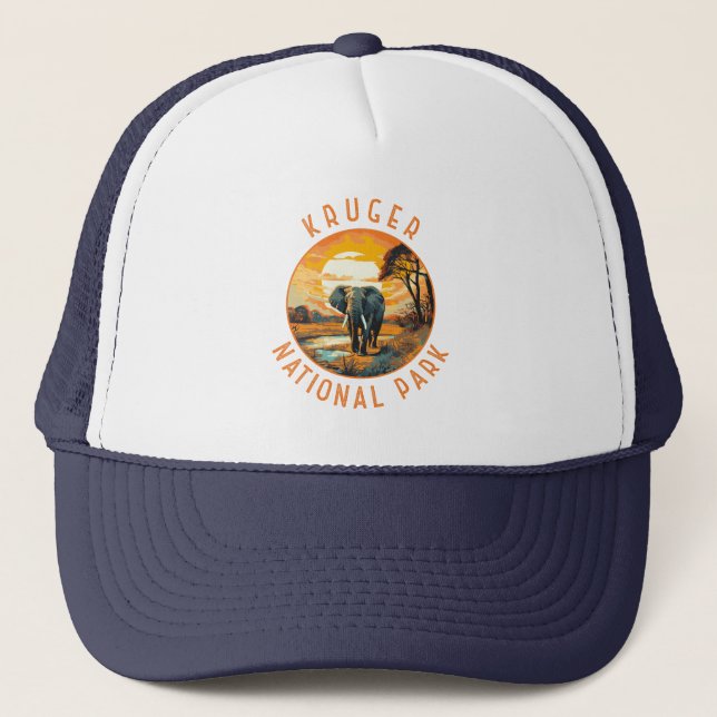 Gorra De Camionero Parque nacional Kruger Retro de Elefantes de Sudáf (Anverso)