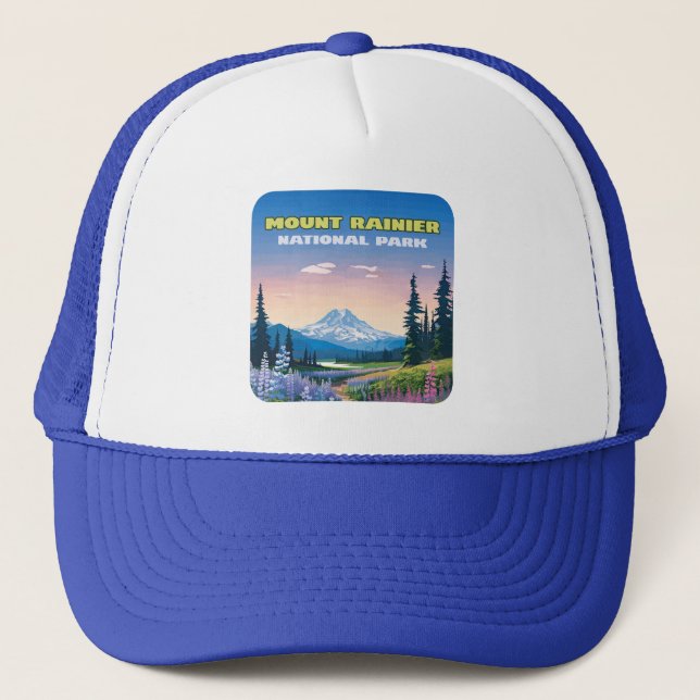 Gorra De Camionero Parque nacional Monte Rainier Retro de Washington (Anverso)