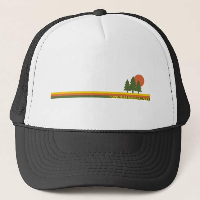 Gorra De Camionero Parque nacional Point Pelee Pine Trees Sun (Anverso)