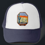 Gorra De Camionero Parque nacional Saguaro Arizona Giant Cactus Vinta<br><div class="desc">Diseño artístico vectorial Saguaro. El parque lleva el nombre del gran cactus saguaro,  nativo de su medio desértico.</div>