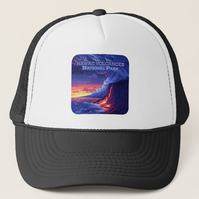 Gorra De Camionero Parque nacional Volcanes de Hawái Gran Isla Retro (Anverso)
