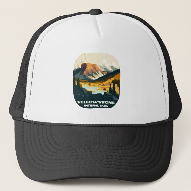 Gorra De Camionero Parque nacional Yellowstone Wyoming Mountains Retr (Anverso)