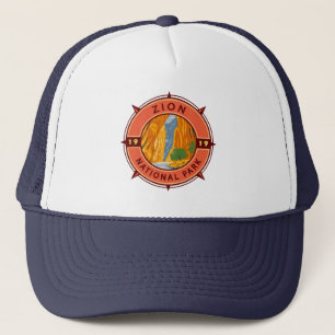 Gorra De Camionero Parque nacional Zion Compass Retro Emblem