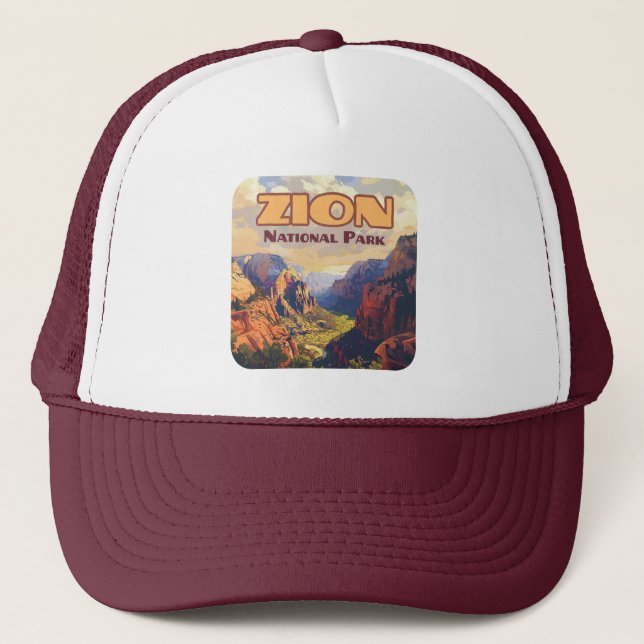 Gorra De Camionero Parque nacional Zion Retro Cañón Utah Moab (Anverso)