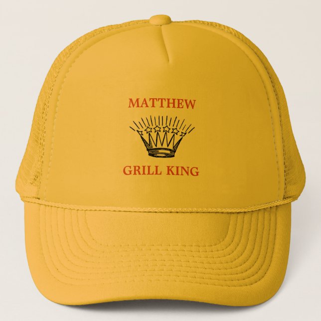 Gorra De Camionero Parrilla Personalizada Rey de la Parrilla Divertid (Anverso)