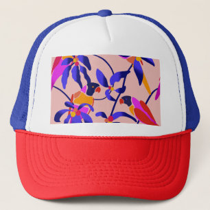 Gorra De Camionero Parrotos Vintage rosados: Ilustracion exótico sin 