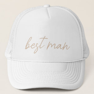 Gorra De Camionero Partido de la Boda Moderna   Guión beige