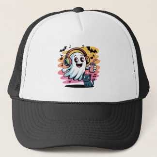 Gorra De Camionero Party Ghost with Cat Cute Halloween Cartoon
