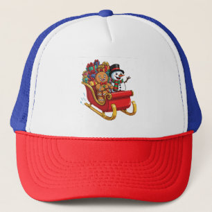 Gorra De Camionero Paseo festivo de trineo de Navidad con el hombre d