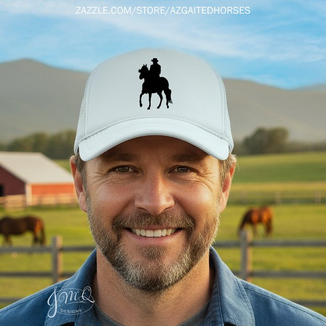 Gorra De Camionero Paso Fino Horse Rider Silhouette (Paso Fino horse and rider black silhouette hat 🐎)