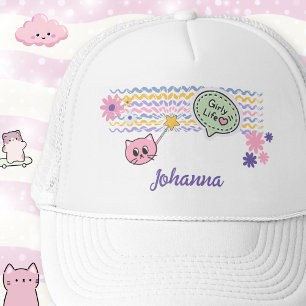 Gorra De Camionero Pastel Cat Girly Life Rainbow