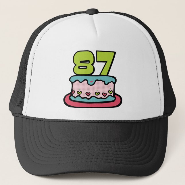 Gorra De Camionero Pastel de cumpleaños de 87 años (Anverso)