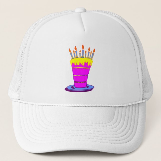 Gorra De Camionero Pastel de cumpleaños rosado gigante (Anverso)