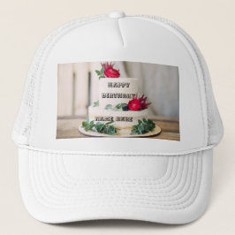Gorra De Camionero Pastel de rosa rojo dulce con nombre de cumpleaños
