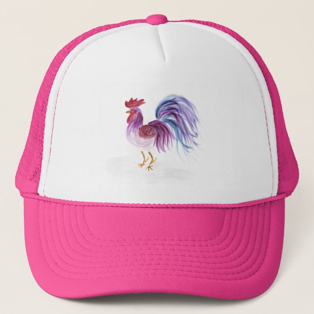 Gorra De Camionero Pastel Rooster por Wendy C. Allen (Anverso)