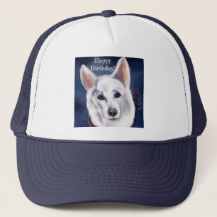 GORRA DE CAMIONERO PASTOR ALEMÁN BLANCO   