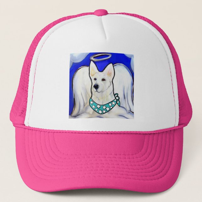 Gorra De Camionero Pastor Alemán Blanco (Anverso)