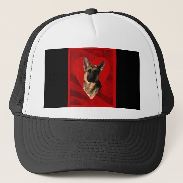 Gorra De Camionero Pastor Alemán San Valentín (Anverso)