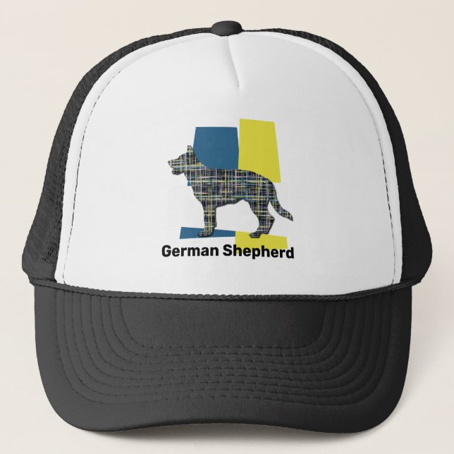 Gorra De Camionero Pastor Alsaciano Alemán Perro Tri Grid (Anverso)