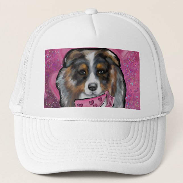 Gorra De Camionero Pastor Australiano San Valentín (Anverso)