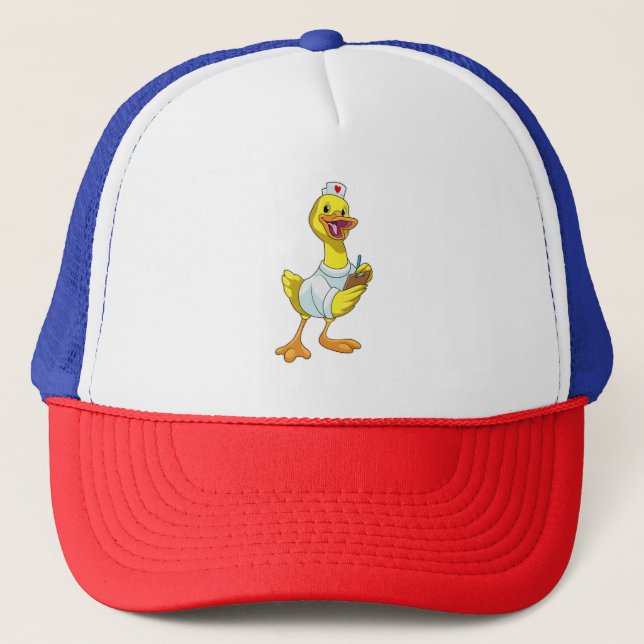 Gorra De Camionero Pato como enfermera con corazón (Anverso)