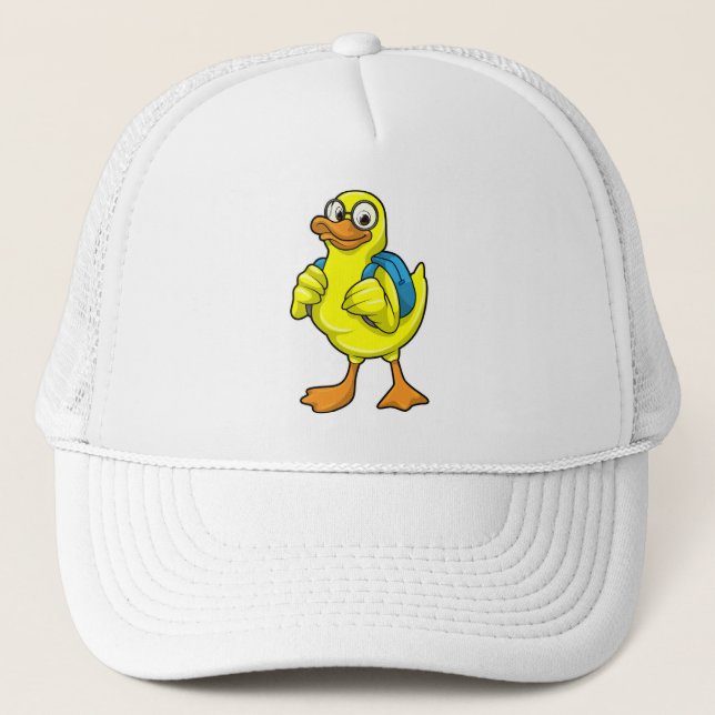 Gorra De Camionero Pato como estudiante con mochila (Anverso)